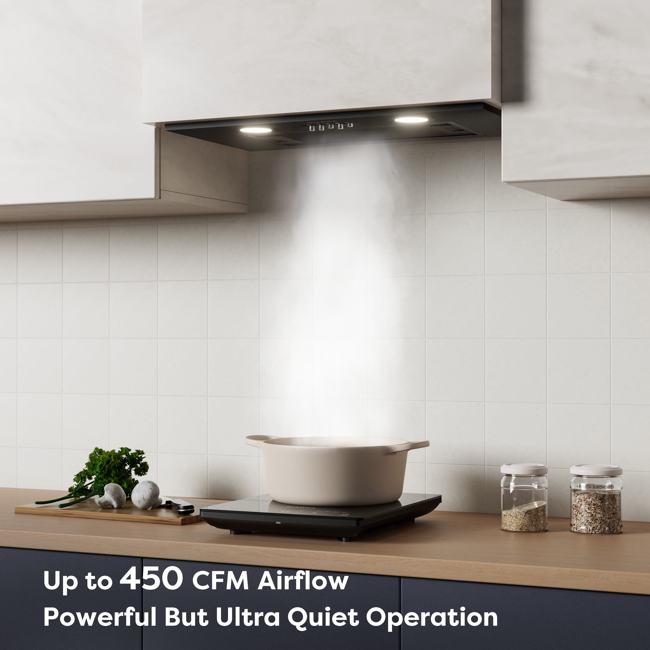 CIARRA Insert Range Hood 20 inch with Push Button Control 450 CFM Black CAB913E52