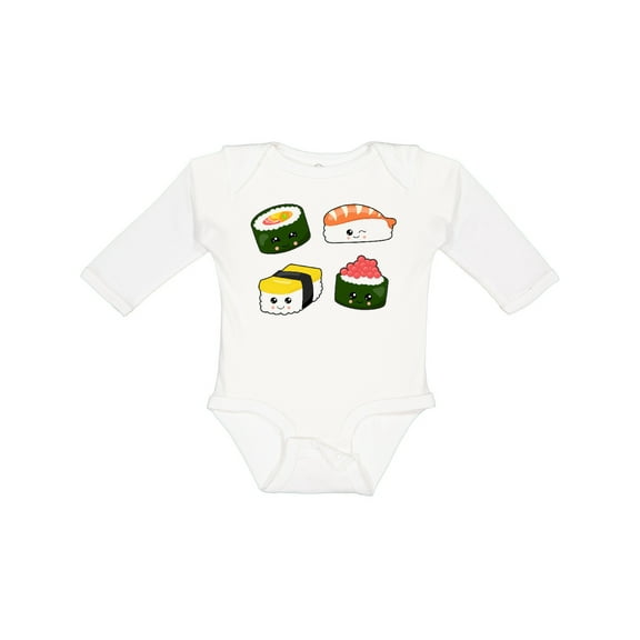 Inktastic Sushi with Faces Boys or Girls Long Sleeve Baby Bodysuit