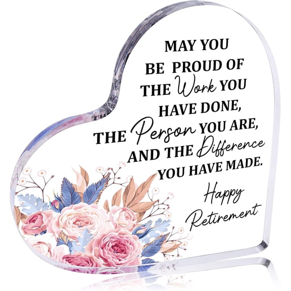 Retirement Gifts for Women Men Thank You Appreciation Gift for Boss Coworker Nurse Teacher Best Friend Heart Shape Acrylic Ornaments Acrylic Plaque, 4"x4"