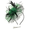 thumbnail image 2 of Bunenne Fascinators Hats for Women Tea Party Womens Derby Hats 2025 Hat for Women Wedding Flower Mesh Feathers Hair Clip Tea Party Headband Church Hats for Women Tea Party Hats for Women Army Green, 2 of 5