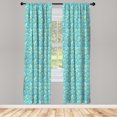 thumbnail image 4 of Ambesonne Floral Window Curtains, Flowers on Stems, Each 28" W x 95" L, Aqua Multicolor, 4 of 4