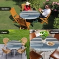 thumbnail image 4 of Vintage Blue Farmhouse Round Tablecloth for 36-44 Inch Tables, Fitted Table Cover with Elastic Edge, Retro Wooden Country Waterproof Outdoor Table Cloth Protector for Patio Garden Dinner Picnic, 4 of 9