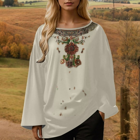 French Style Heavy Industry Digital Shirt Long Sleeve for Women Spring Versatile Unique High-End Top Fashion Loose Fit Blouse