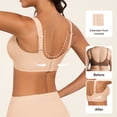 thumbnail image 3 of QYLUX Womens Wireless Bras V Mesh Comfortable Bralette Supportive Tshirt Bra No Underwire Seamless Push Up Everyday Bras,Nude,L, 3 of 7