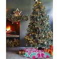 thumbnail image 3 of Pink Teal Abstract Christmas Tree Skirt 36 Inches Large Christmas Skirt Tree, Ethnic Modern Geometric Aesthetics Tree Skirt Christmas Decorations for Fireplace Party Holidays Indoor Outdoor, 3 of 7