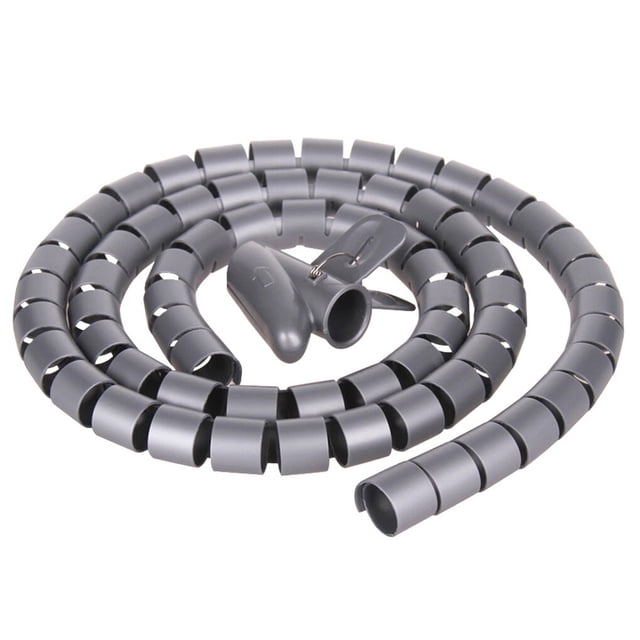 Wire Storage Pipe Bite-proof Cable Pipe Bite-proof Wire Storage Organizer Spiral Cable Winder Pattern Random, Silver Grey, 16mmx1.5m, Clamp 16mm