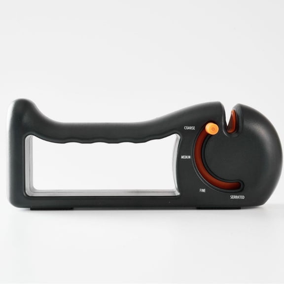 Orange 4-Stage Knife Sharpener & Serrated Knife Sharpener– Repairs, Sharpens & Polishes Blades with Ergonomic Non-Slip Grip