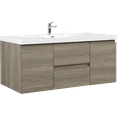 thumbnail image 5 of 60" Floating Bathroom Vanity with Sink, Modern Wall-Mounted Bathroom Storage Vanity Cabinet with Resin Top Basin and Soft Close Drawers, Grey, 5 of 9
