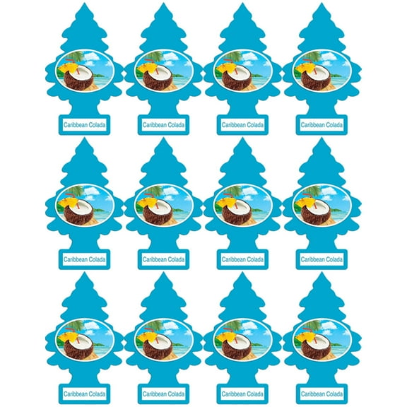 LITTLE TREES Car Air Freshener, Caribbean Colada, Individual, 12 Pack