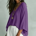 thumbnail image 7 of SOOMLON Peplum Blouses for Women Plus Size V Neck Dolman 3/4 Sleeve Shirts Loose Solid Ruched Tops Comfy Casual Clothes, 7 of 7