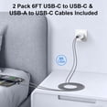 thumbnail image 2 of PD & QC Dual Port Type C Charger Block Fast Wall Charger with 2Pcs 6FT Braided Cable, Power Adapter Compatible with iPhone 17/16/15 Pro Max iPad Pro Galaxy S26 Android, White, 2 of 7