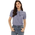 thumbnail image 1 of Blusa De Gasa Con Cuello Peter Pan Y Manga Corta Con Lunares Para Mujer Morado Claro L, 1 of 6