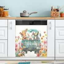 Highland Cow Pig Donkey Truck Dishwasher Magnet Cover Reuseable Refrigerator Magnet Cover Decal Fridge Microwave Stickers Hoilday Party Decor 23 x 26 Inch