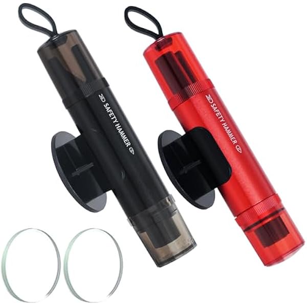 W829 Safe Hammer Car Window Breaker Seatbelt Cutter Under Water or Fire,2 IN1 Window Breaker Tool Auto Glass Breaker Emergency Escape Tool Kit,Car Accessories All Vehicles(2 PCS Black & Red)