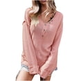thumbnail image 1 of Suéter de moda para mujer Blusa de manga larga con cuello en V sólido para mujer Pompotops gfhjh11649, 1 of 8