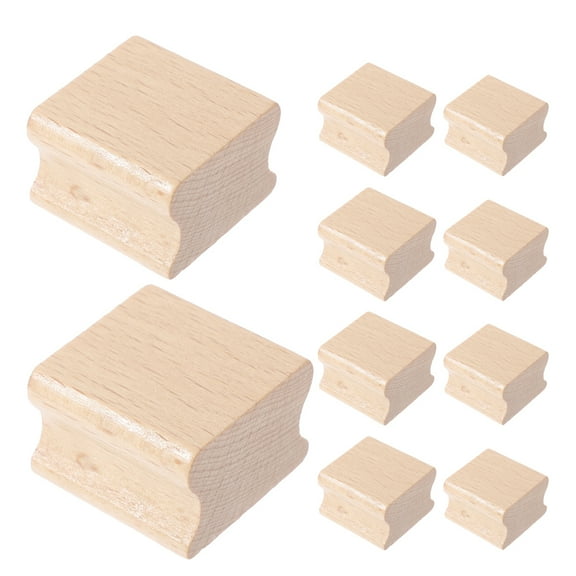 Soimiss 10pcs Scrapbooking Stamps Beech Wood Wooden Stamp Blocks For Document Sealing Projects