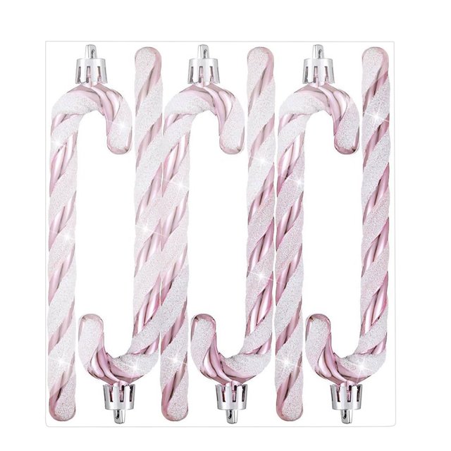 Pink 6 Pcs Christmas Tree Ornaments Shatterproof Plastic Hanging Ball Decorations With Red Finial For Xmas Holiday Party Home Decoration 5.5 X 5.1 Inches 0.09 Pounds