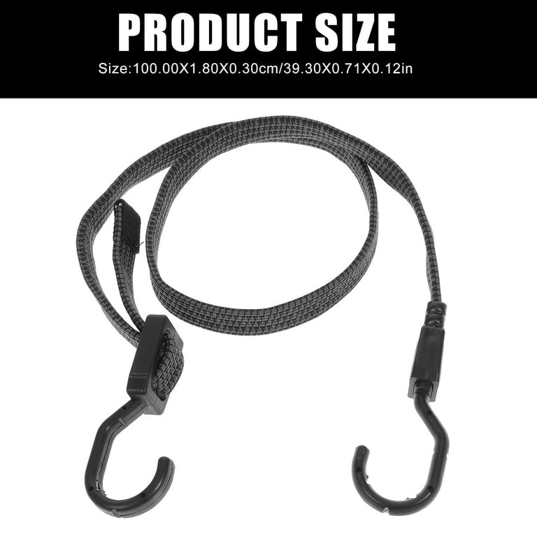 Bungee Cords with Hooks Heavy Duty, Flat Adjustable Bungee Cords with Hooks  40 Inch, Rubber Black Bungee Straps with Metal Buckle Hooks for Outdoor