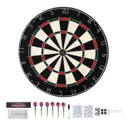 KFFKFF Dartboard Set with 6 Darts & Scoring Kit,Durable Sisal Fibers Dartboard Featuring Staple-Free Bullseye & Adjustable Number Ring,17.7 Steel Tip Dart Board for Home Entertainment and Game Rooms