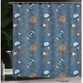 thumbnail image 3 of Ambesonne Alien Shower Curtain, Satellite Stars Space Theme, 69"Wx75"L, Dark Sky Blue Dark Peach, 3 of 4
