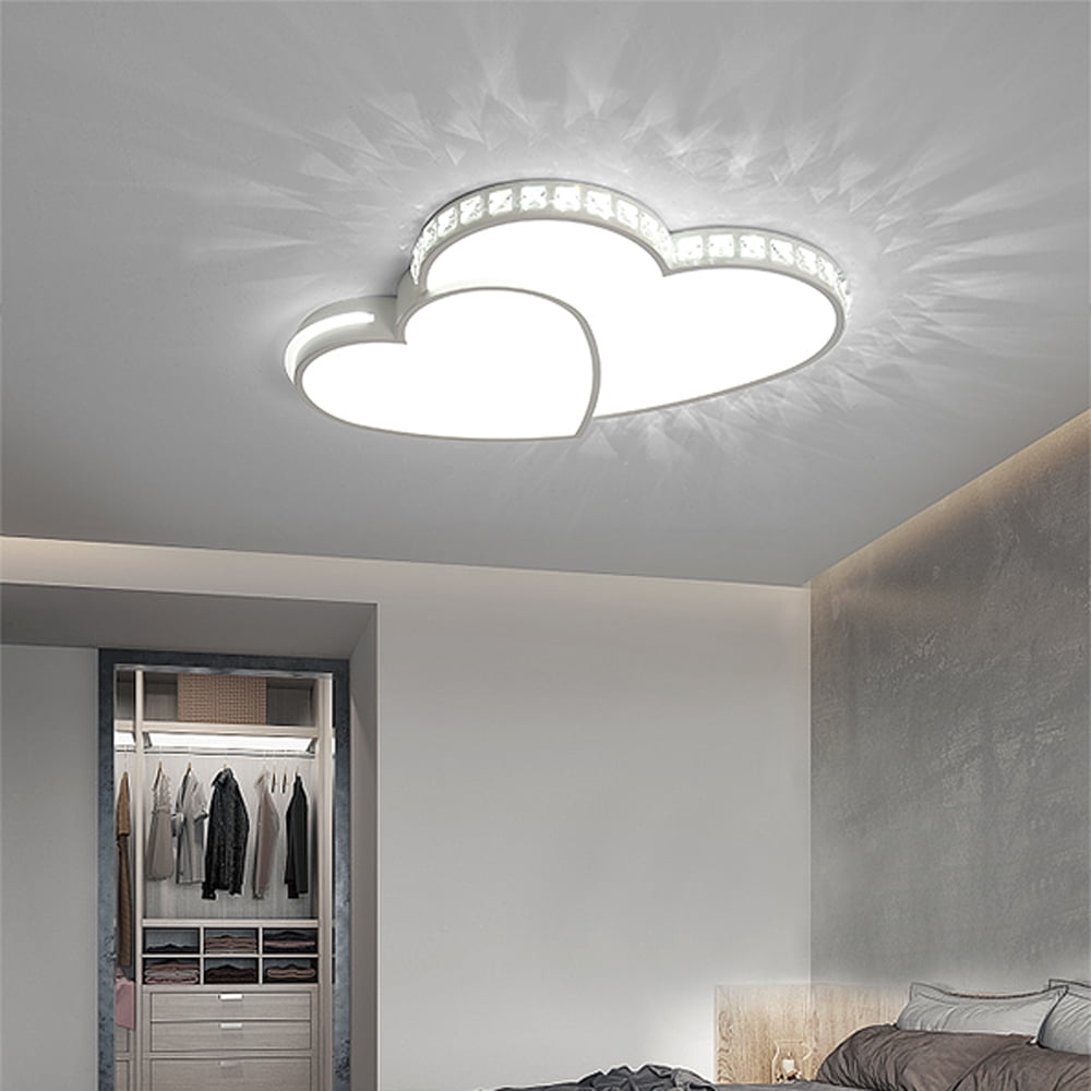 20in Modern Crystal Heart-Shaped Design Ceiling Lamp, Crystal Flush Mount Ceiling Light Fixture LED Light Fixture for Living Room Bedroom ,Cool White Light