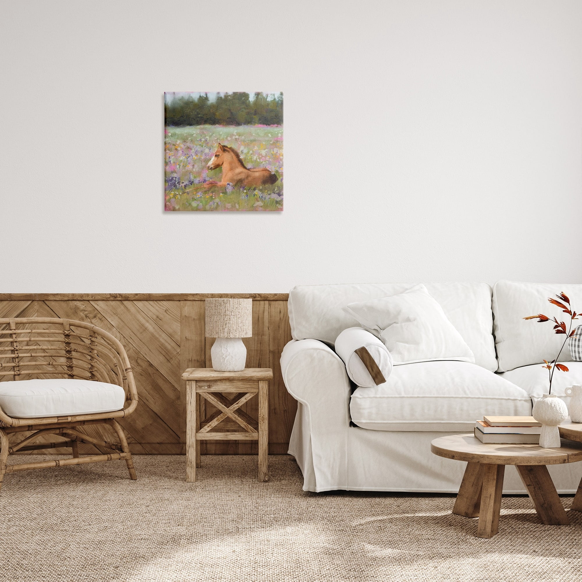 Stupell Industries Foal Horse Lounging Flower Meadow Animals & Insects Painting Gallery Wrapped Canvas Print Wall Art