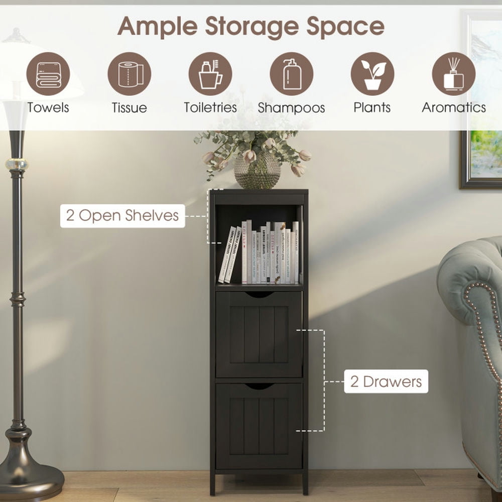 Finihen Bathroom Storage Cabinet, Bathroom Floor Cabinet, Wooden Bathroom Floor Cabinet with Removable Drawers, for Bathroom, Living Room, Bedroom, Kitchen, Black Finihen Bathroom Storage Cabinet, Bathroom Floor Cabinet, Wooden Bathroom Floor Cabinet with Removable Drawers, for Bathroom, Living Room, Bedroom, Kitchen, Black