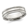 thumbnail image 1 of Mens or Ladies Stainless Steel Grooved Wedding Band Ring (6.00MM), 1 of 4