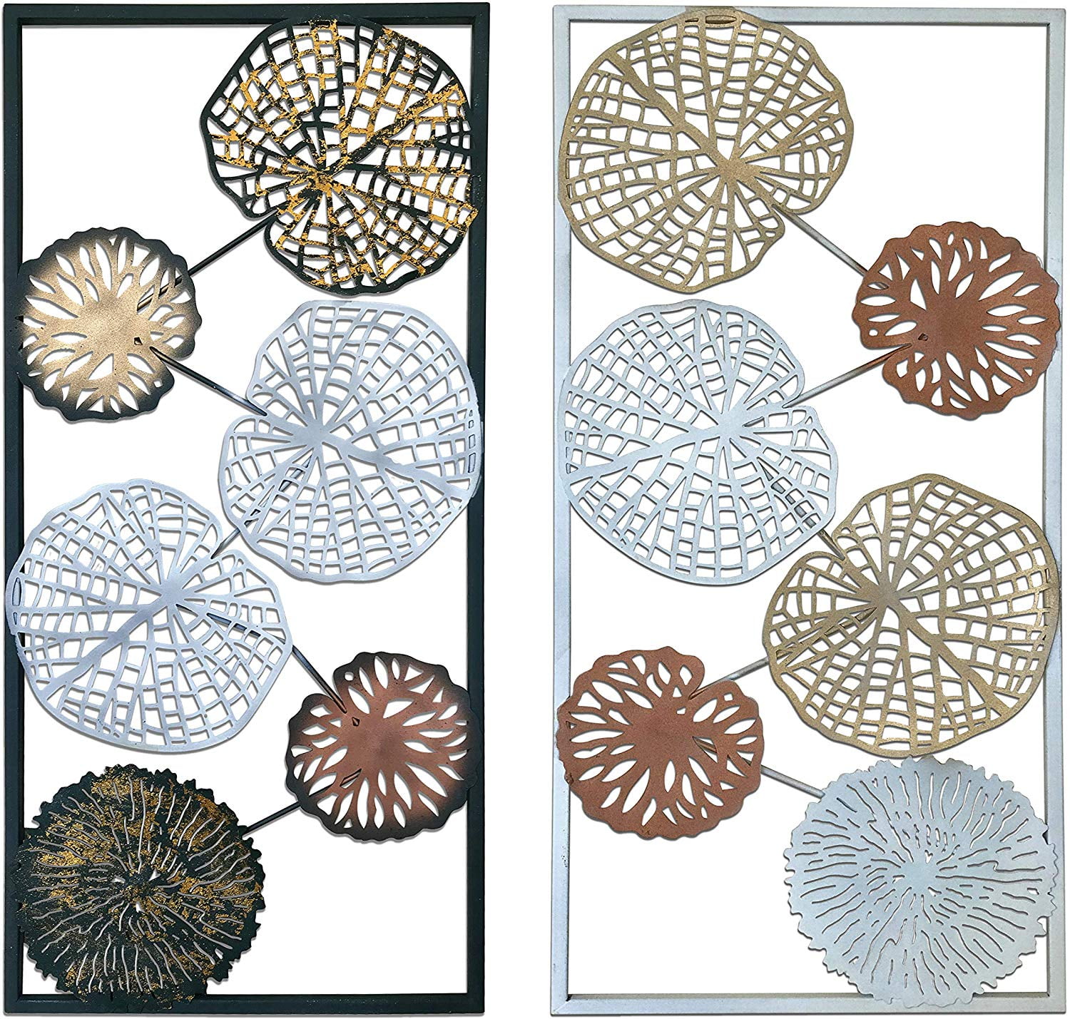 Large Contemporary Nature-Themed Metal Wall Sculpture Set