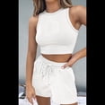 thumbnail image 4 of Conjuntos de Verano para Mujer, Conjunto Informal de 2 Piezas con Top Corto y Pantalones Cortos de Punto Gofre, Ropa de Dormir L, 4 of 8