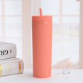thumbnail image 1 of Vaso de plástico de doble capa de 16 oz, alto valor de color, gran capacidad, vaso para bebidas frías, recto, vaso con pajita para mujer, 1 of 5