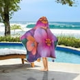 thumbnail image 3 of Yayeee Kids Hooded Towels Toddler Soft Absorbent Beach Bathing Wrap 50" x 23.5", Large Purple Flowers, 3 of 5