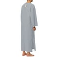 thumbnail image 3 of INSPIRE CHIC Men's Pajamas Cotton Sleepwear V-Neck Side Split Long Gown with Pocket M Gray, 3 of 5