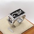 thumbnail image 3 of HIJONES Men's Stainless Steel Punk Rectangle Lizard Engraved Signet Rings Gothic Animal Titanium Biker Band Silver Size 10, 3 of 5
