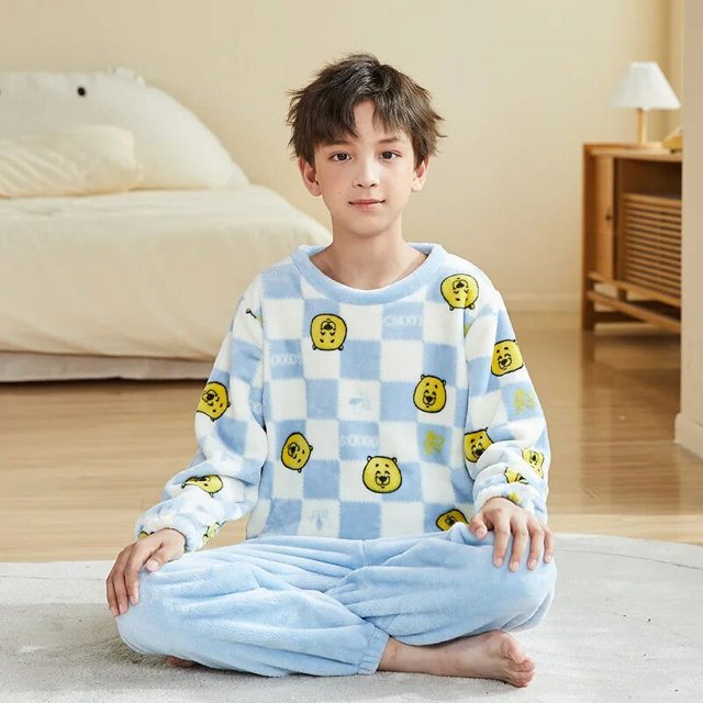 Pijamas de Navidad para niños y niñas, ropa de dormir de lana, conjunto de ropa de casa para niños pequeños, pijamas de invierno de unicornio de dibujos animados