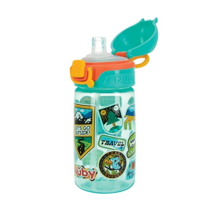 Nuby Thirsty Kids Flip-It Bolt Travel Straw Cup, 14 fl oz