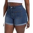 thumbnail image 4 of Gocolloa Women Plus Size Jean Shorts Stretchy 3.5" Sexy Trendy Patch Pocket High Waisted Denim Shorts Royal Blue 22W, 4 of 6
