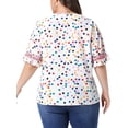 thumbnail image 3 of Agnes Orinda Women's Plus Size Blouses Pin Dots V Neck Ruffle Short Sleeve Spring Summer Boho Tops 3X Colorful Polka Dots, 3 of 6