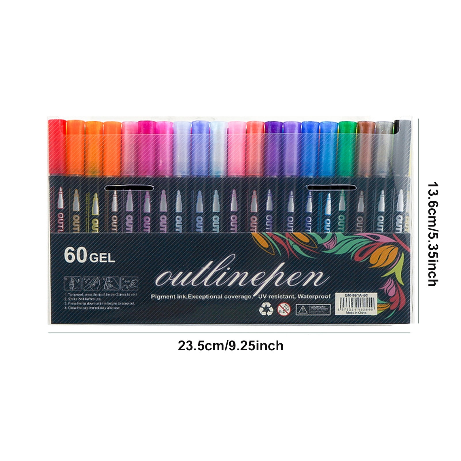 KITTEHIGM Double Line Outline Markers Glitter Pen Set for Highlighting Painting Guest Book Drawing Creative Art Supplies 15ml Smooth Colorful Writing