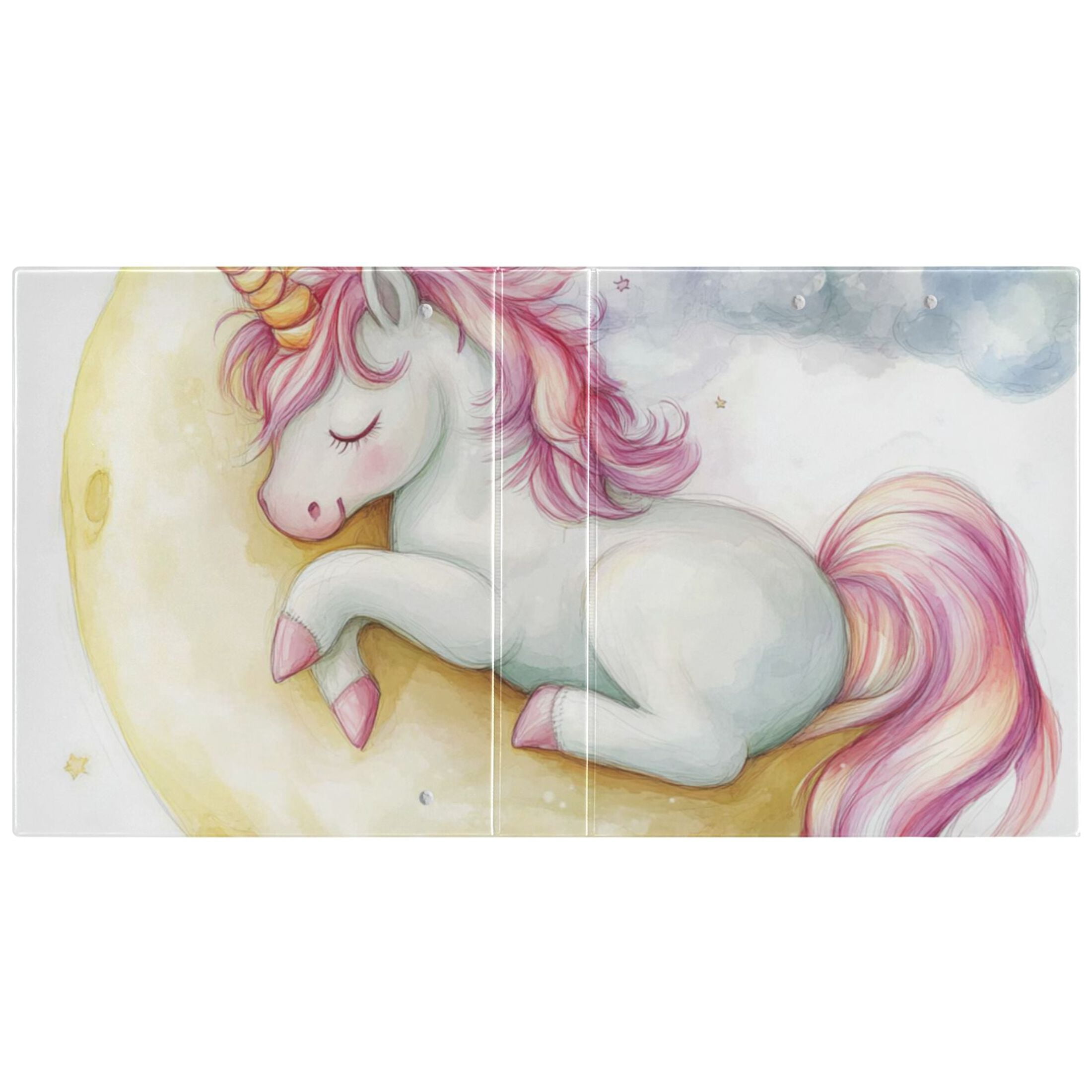 Clouds Moon and Unicorn 3 Ring Binders 1.5 inch Hardcover File Folders with Interior Pockets A4 Size Organizer for School Office Hospital