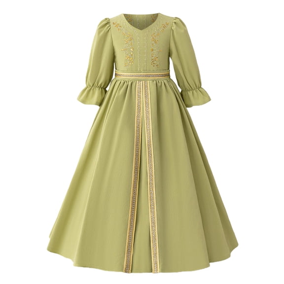 EnJoCho Dress Musli𝗆 Modest Girls Musli𝗆 Dress for Toddler Girls Half Sleeve Embroidered Islami𝖼 Ramadan Abaya Prayer Dress Girls Arabic Kaftan Eid Dresses For 4-8 Years