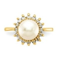 thumbnail image 4 of Solid 14k Yellow Gold 7.5mm Freshwater Cultured Pearl Diamond Ring Band Size 9 (.24 cttw.), 4 of 6
