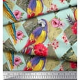 thumbnail image 2 of Soimoi Green Moss Georgette Fabric Floral Tropical Bird Printed Craft Fabric by the Yard 44 Inch Wide, 2 of 3