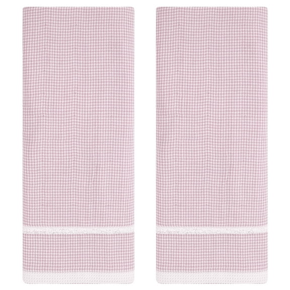 Unique Bargains Striped Decorative Hand Towel Set Cotton Face Towels Pink 2-Piece