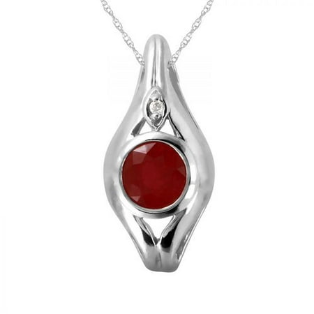 Foreli 1.01CTW Ruby And Diamond 14K White Gold Necklace