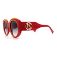 thumbnail image 6 of Womens Oversize Round Thick Temple Plastic Designer Fashion Diva Sunglasses Red Orange - Smoke, 6 of 8