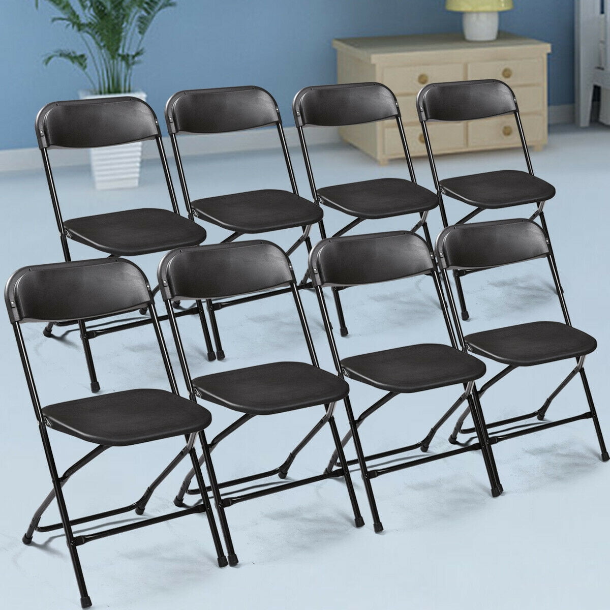 veryke 8pcs plastic folding chairs potable outdoor foldable chairs  folding camping chairs stackable folding makeup chair portable chair for  wedding