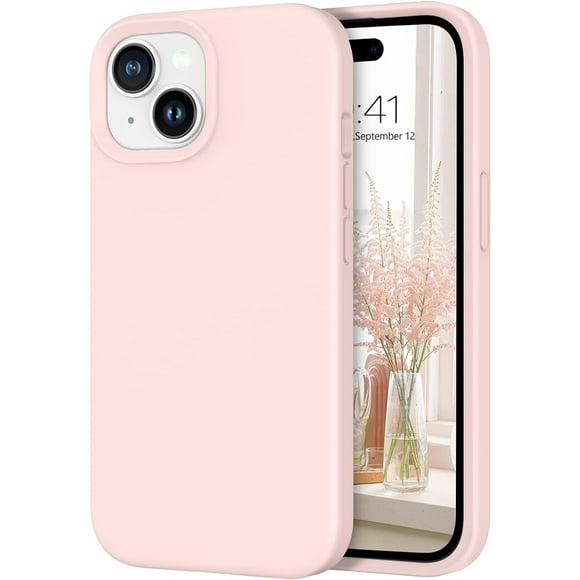iPhone 15 Case, Liquid Silicone Soft Gel Rubber iPhone 15 Phone Case Slim Fit Cover with Microfiber Lining Shockproof Protective Phone Cases for iPhone 15 for Women Girls, Pink
