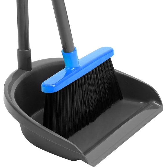 Upright Broom & Dustpan Combo Long Handle for Indoor Outdoor Home Kitchen Office Floor Cleaning