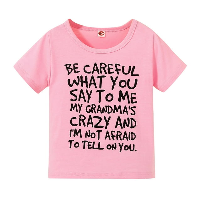 PEASKJP Graphique Tops for Girls Super Doux Manches Courtes T-Shirts Imprimé Design Cute, Rose 90